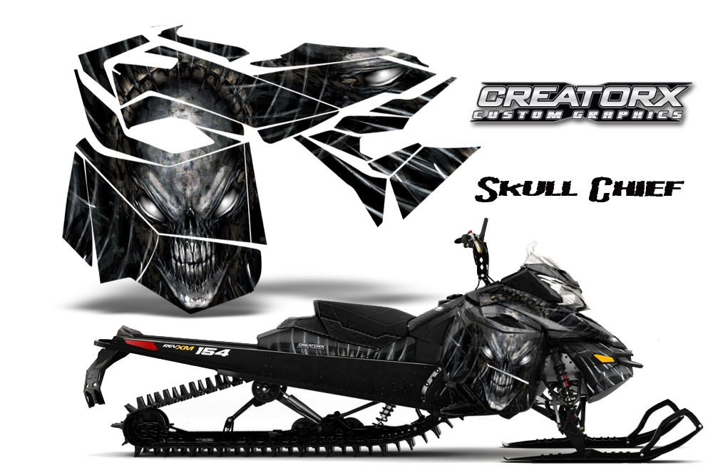 Skidoo Rev XM Graphics Kit Skull Chief Silver